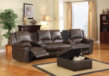 Brown Vinyl Modern Home Theatre Sectional Sofa w/Options [AMSS-50060-Simone]