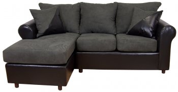 Sage Fabric & Black Bicast Contemporary Sectional Sofa [PMSS-101-Thunder]