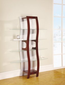 Mahogany Finish Modern Wave-Shaped Display Unit