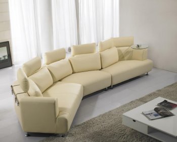 Cream Full Leather Wave Shape Modern Sectional Sofa [VGSS-T130]