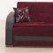 Burgundy Fabric & Black Vinyl Two-Tone Modern Sofa Bed w/Options