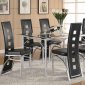 Glass Top & Metal Base Modern 7Pc Dining Set w/Black Chairs