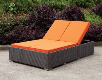 Dixie CM-OC2122 Outdoor Patio Chaise in Orange & Light Brown [FAOUT-CM-OC2122-Dixie]