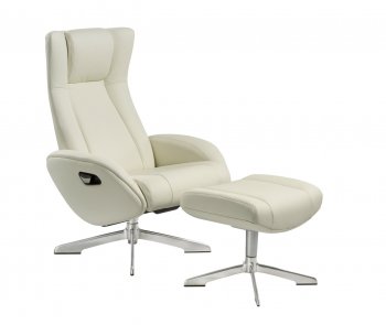 Maya Chair & Ottoman in White Leather by J&M Furniture [JMRC-Maya White]