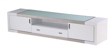 Franco TV Unit in White w/Glass Top by Whiteline Imports [WLTV-Franco White]