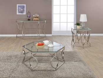 Farica 82200 3Pc Coffee Table Set in Chrome by Acme [AMCT-82200-Farica]