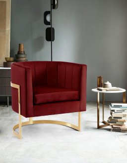 Carter Accent Chair 515 in Burgundy Velvet by Meridian