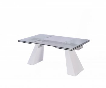 Vittorio Dining Table in White w/Glass Top by Whiteline Imports [WLDS-Vittorio-White]