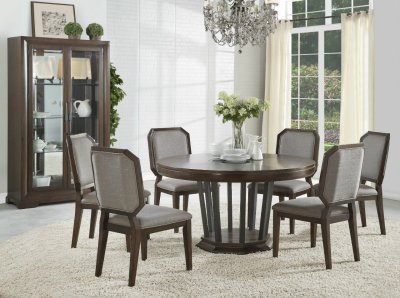 Selma Round Dining Table 64085 in Tobacco & Gray by Acme