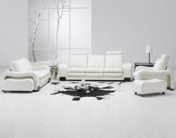 White Leather 4Pc Modern Sofa, Loveseat, Chair & Couch Stool Set [THS-FY560-4]