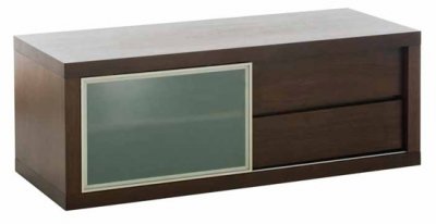 Dark or Natural Walnut Finish Small Media Unit w/Glass Slider