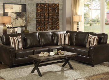 Larkny Sectional Sofa 504005 in Leatherette by Coaster w/Sleeper [CRSS-504005 Larkny]