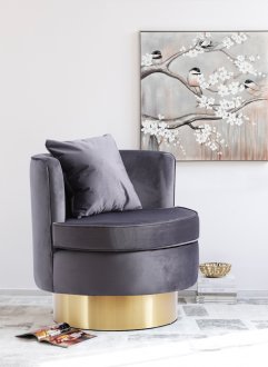 Kendra Accent Chair 576 in Grey Velvet by Meridian