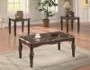 Cherry Finish Classic 3Pc Coffee Table Set w/Faux Marble Tops