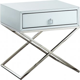 Lynn Side Table 812 in White Glass by Meridian