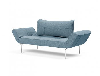 Zeal Daybed in Light Blue Fabric by Innovation w/Metal Legs [INSB-Zeal Deluxe-Alu 525]