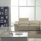 Cream Full Leather Modern Sectional Sofa w/Adjustable Headrests