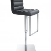 Black Leather Wave-Shaped Seat Modern Bar Stool