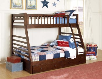 Dreamland Twin/Full Bunk Bed B33FE in Cherry by Homelegance [HEKB-B33FE Dreamland]