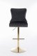 Leo Gold Barstool Set of 2 in Black Fabric