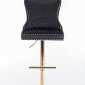 Leo Gold Barstool Set of 2 in Black Fabric