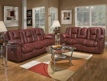 Burgundy Leather Transitional Living Room w/Recliner Mechanism [HLS-U702]