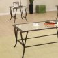 Dark Metal Frame Contemporary 3PC Coffee Table Set w/Glass Tops