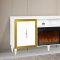 Sashi Electric Fireplace Media Console in White w/Gold Accents