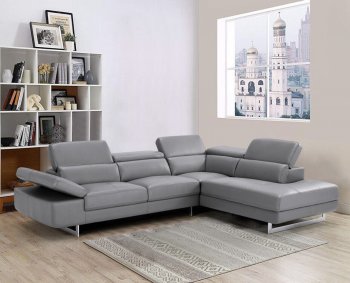 Barts Sectional Sofa in Gray Leather by Beverly Hills [BHSS-Barts Gray]