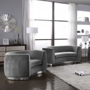 Julian Sofa 621 in Grey Velvet Fabric by Meridian w/Options