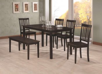 Rich Cappuccino Finish Modern 6Pc Dining Set w/Bench & Chairs [CRDS-103191]