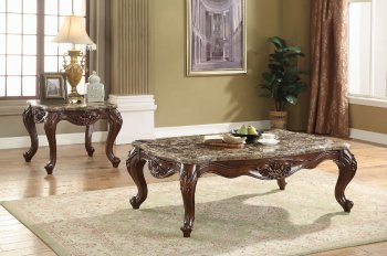 Jardena Coffee Table 81655 in Cherry Oak & Marble by Acme [AMCT-81655-Jardena]