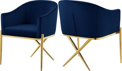 Xavier Dining Chair 763 Set of 2 Navy Velvet Fabric by Meridian