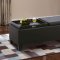 Contemporary Black Leather Coffee Table w/Two Flip Tray Tops