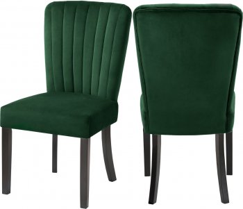 Shelby Dining Chair 725 Set of 2 Green Velvet Fabric by Meridian [MRDC-725 Shelby Green]