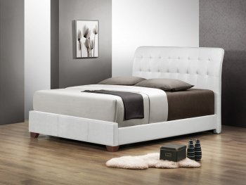 B113 Upholstered Bed in White Leatherette [EGB-B113]