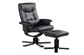 Black Vinyl Modern Stress Free Recliner Chair w/Ottoman [CHFRC-EC-25951]