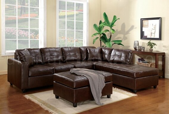 adelaide brown bonded leather modern sectional sofa