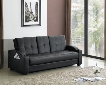 Black Leatherette Modern Convertible Sofa Bed [WDSB-64256]