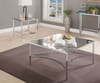 Petunia 3Pc Coffee & End Tables Set 80190 in Chrome by Acme [AMCT-80190-Petunia]