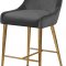 Owen Counter Stool 745 Set of 2 Grey Velvet Fabric by Meridian