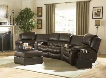 Brown Bonded Leather Home Theater Recliner Sectional Sofa [HESS-9812-Everett]