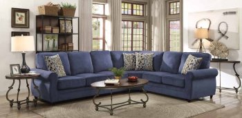 Kendrik Sectional Sofa 501545 in Blue Fabric by Coaster [CRSS-501545 Kendrik Blue]