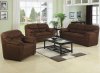 Brown Fabric Modern 3Pc Sofa Set w/Pillow Padded Arms