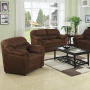 Brown Fabric Modern 3Pc Sofa Set w/Pillow Padded Arms