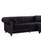 Sabrina Sectional Sofa 667 in Black Velvet Fabric by Meridian