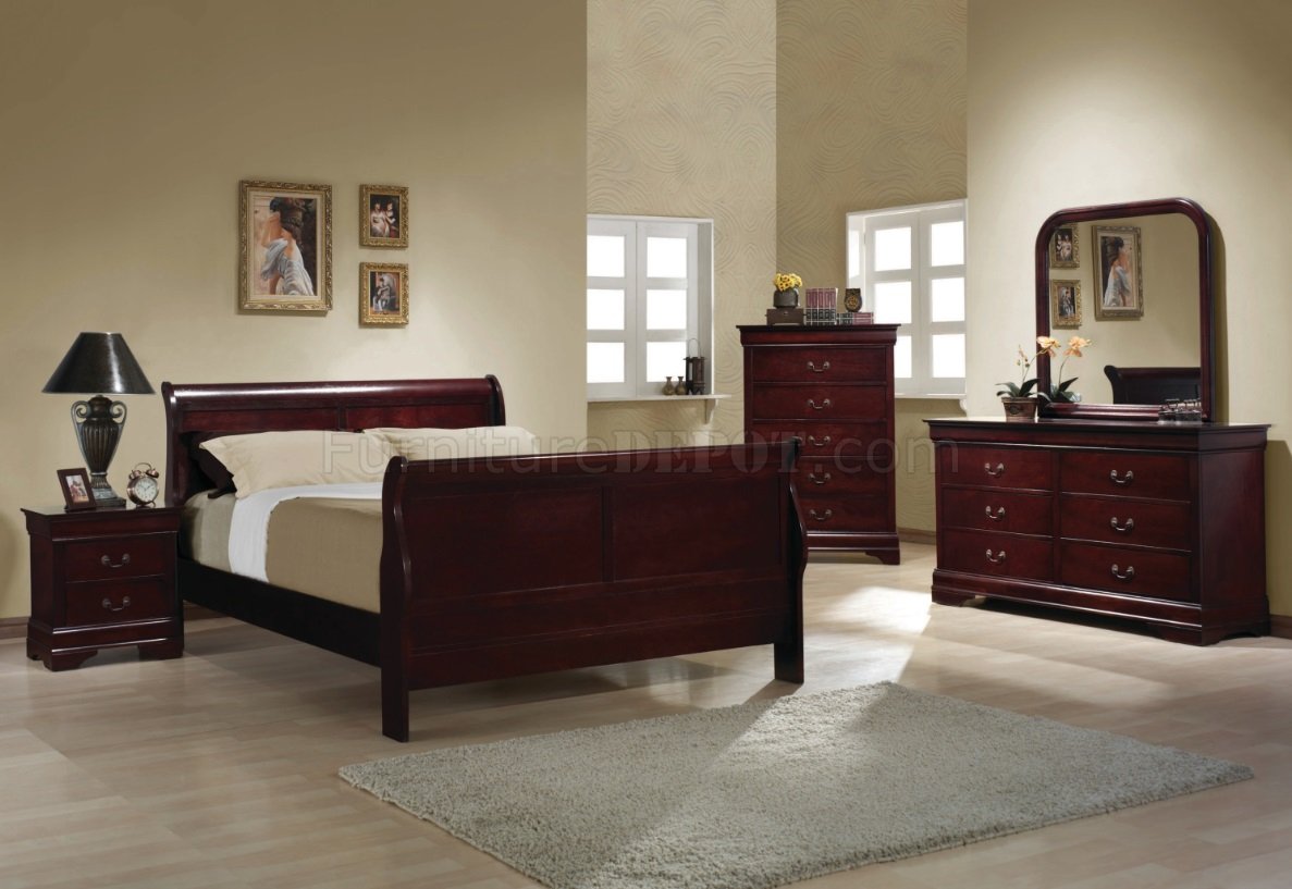 Cherry Finish Bed by Bernards Furniture Louis Phillipe Cherry 1230