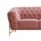 Aiken Sofa & Loveseat Set in Salmon Velvet Fabric by VIG