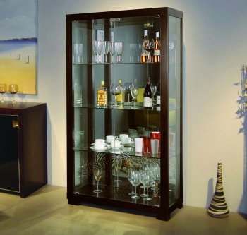 Wenge Finish Contemporary Glass Door China Cabinet [BHC-C1 Wenge]