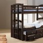 Soft Mocha Finish Contemporary Twin Tri-Plex Bunk Bed